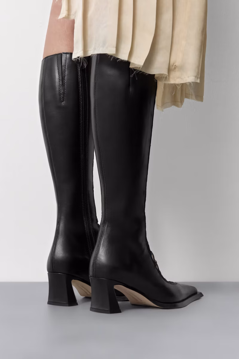 Cizme Miista Melinda Lace-Up Pointed-Toe negru - imagine 4