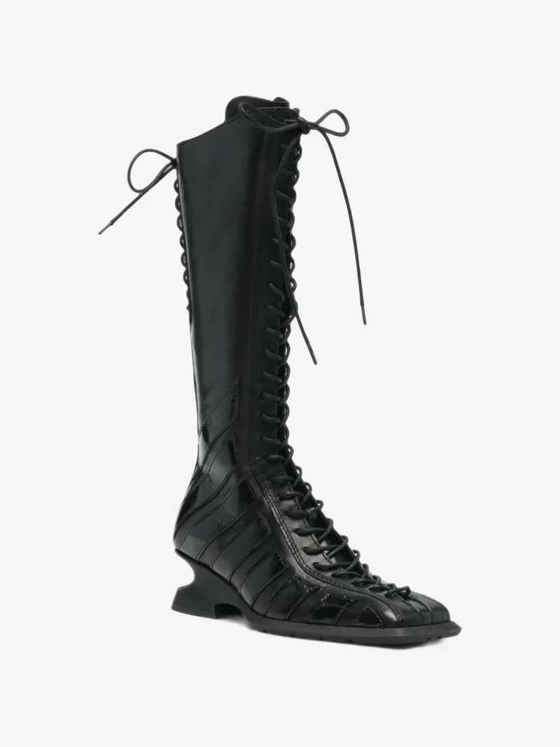 Cizme Miista Nelly Lace-Up Leather negru - imagine 3