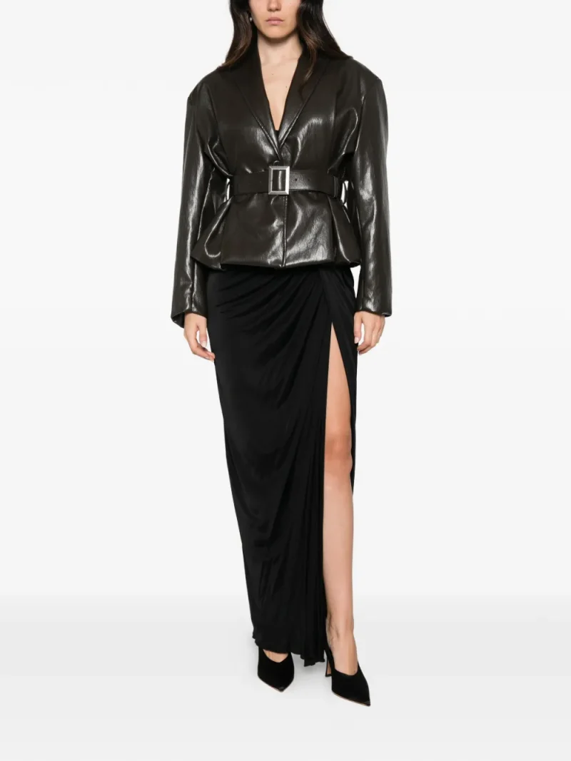Fusta maxi Balmain Draped Side-Slit negru - imagine 4