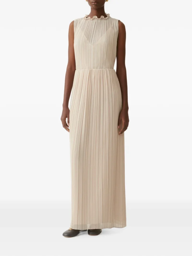 Fusta maxi Fabiana Filippi Pleated-Finish bej - imagine 4
