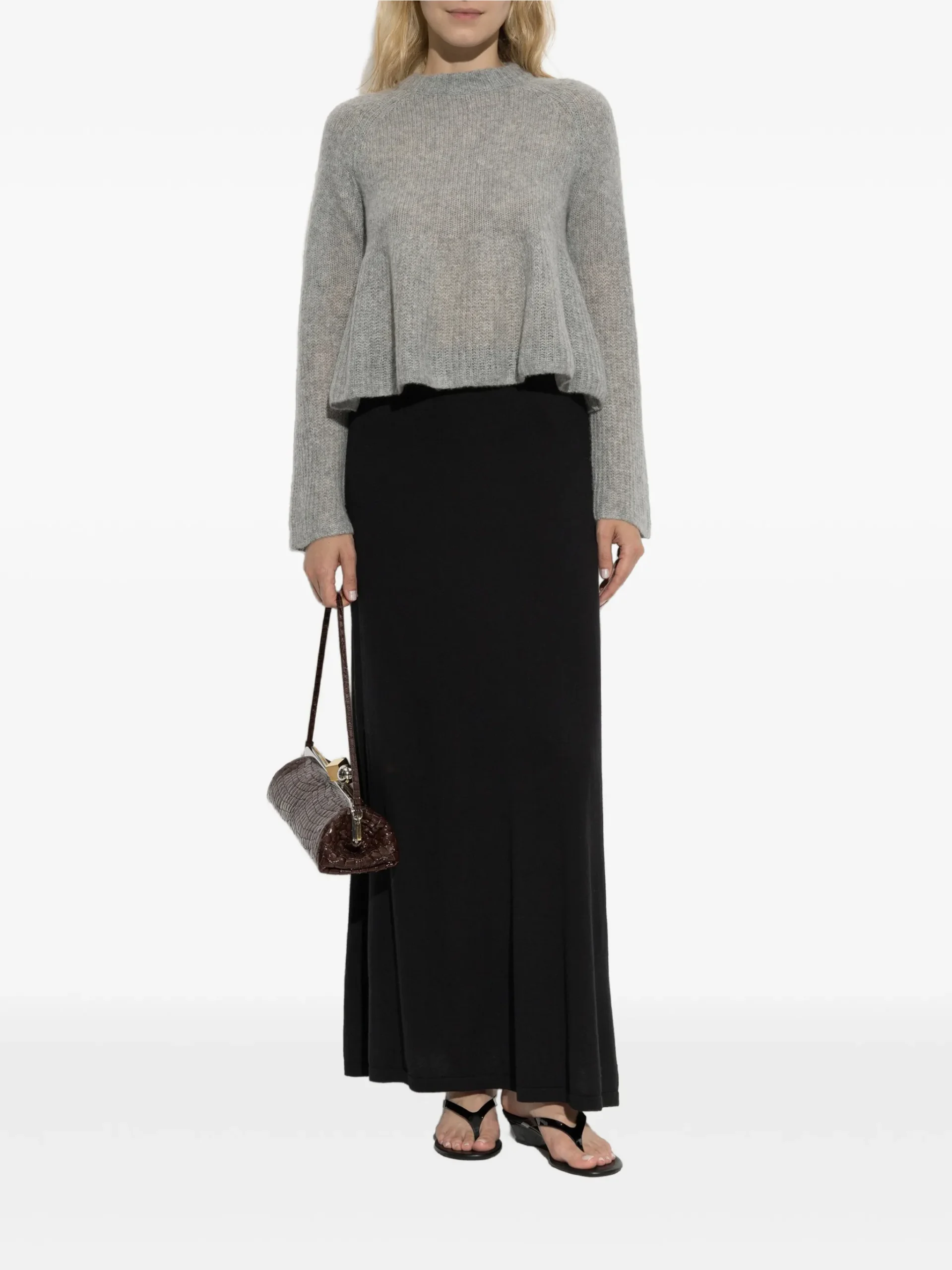 Fusta maxi Lisa Yang Knitted negru - imagine 3
