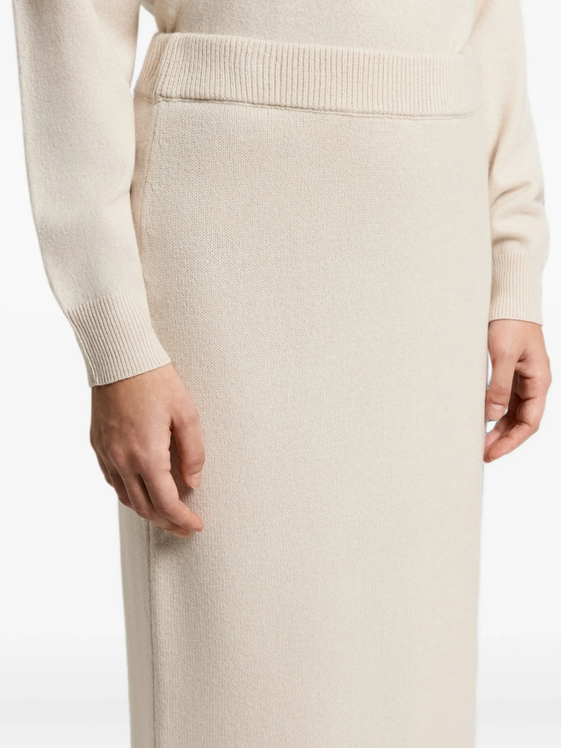 Fusta maxi Peserico Ribbed-Trim bej - imagine 4