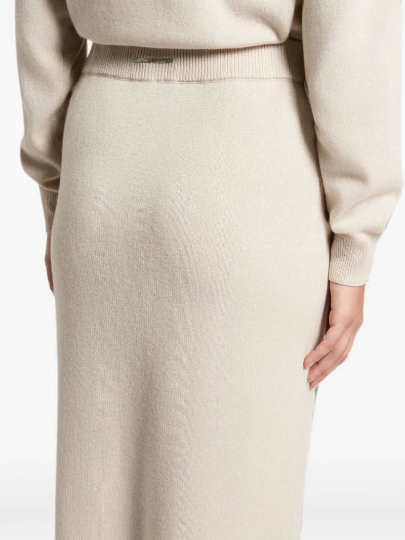 Fusta maxi Peserico Ribbed-Trim bej - imagine 5