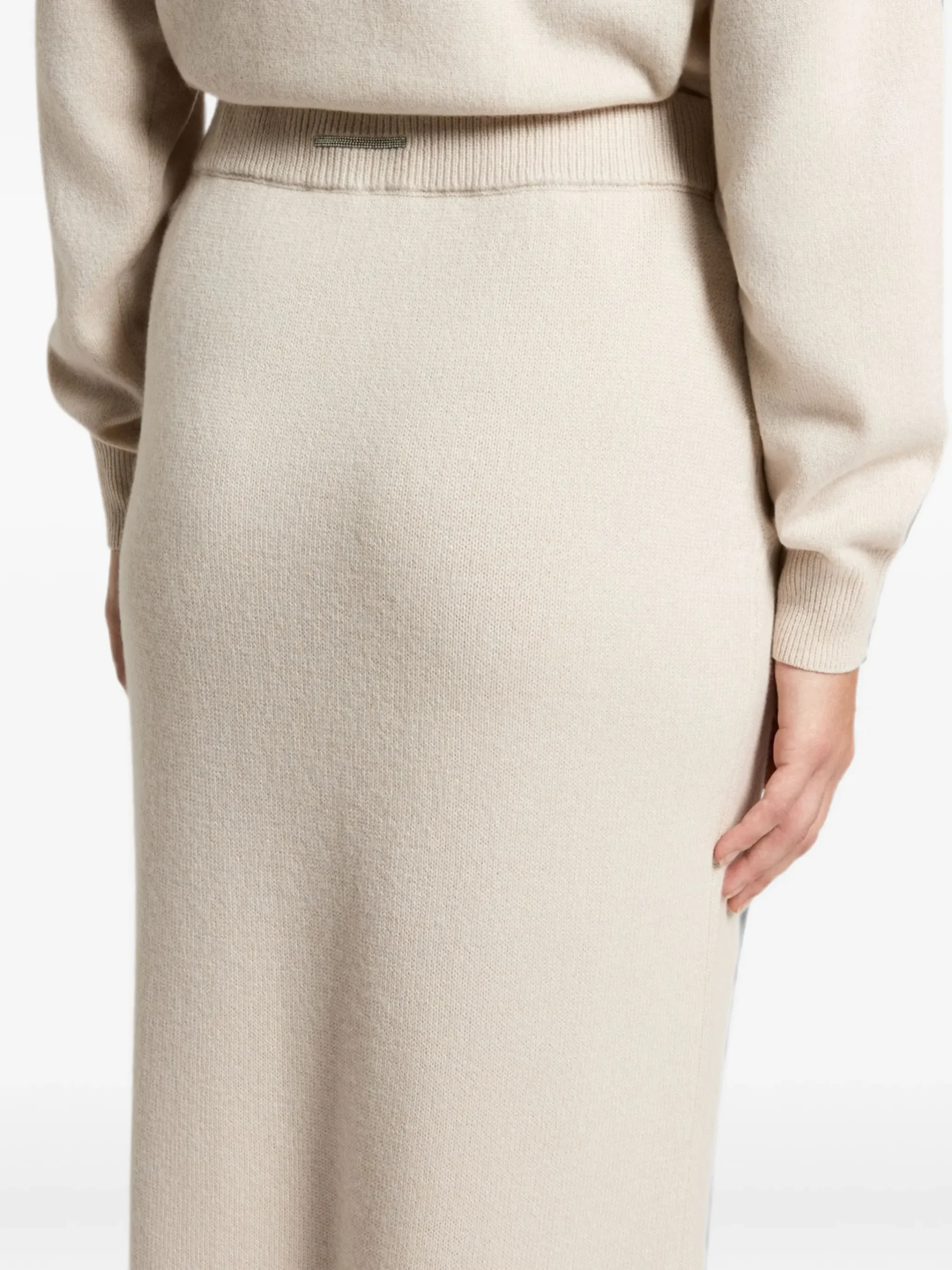 Fusta maxi Peserico Ribbed-Trim bej - imagine 5