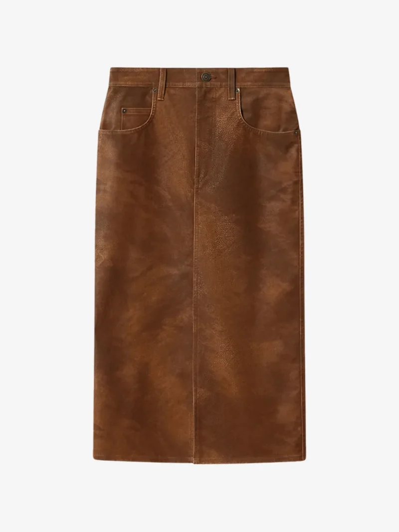 Fusta midi Marant Etoile Crinkled-Effect maro