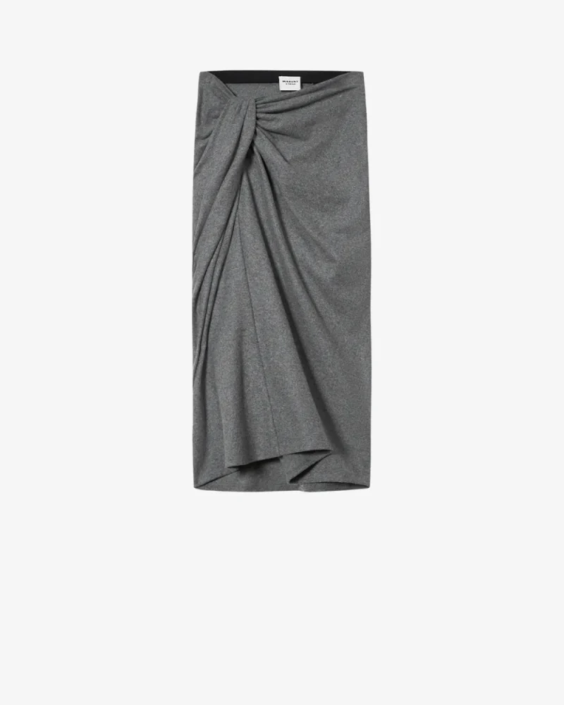 Fusta midi Marant Etoile Jeldia Draped Knot gri