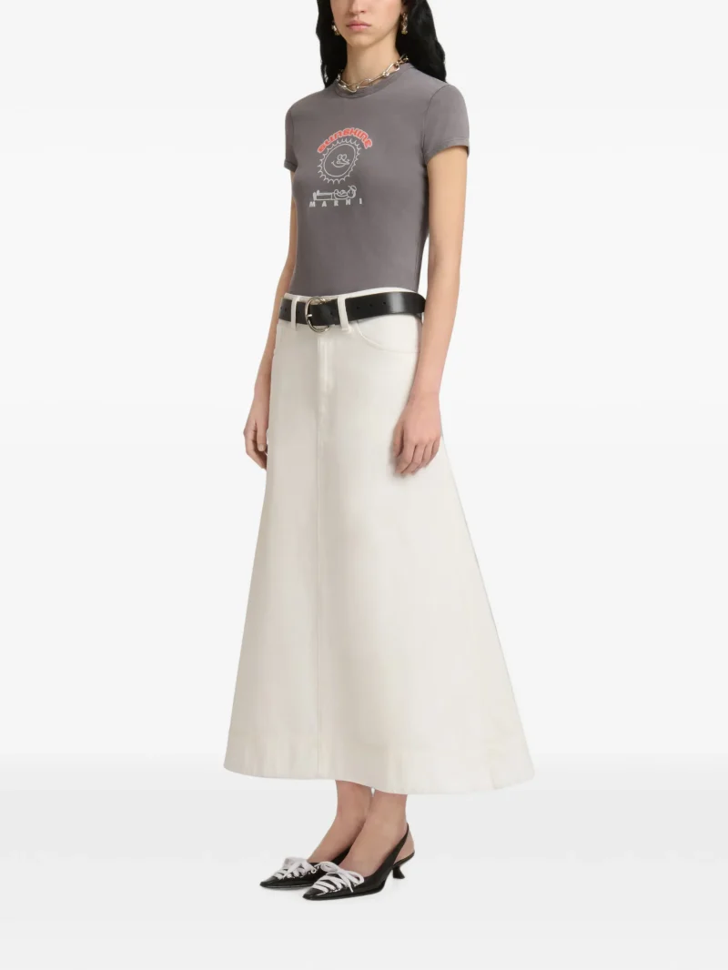 Fusta midi MARNI Flared Denim alb - imagine 4
