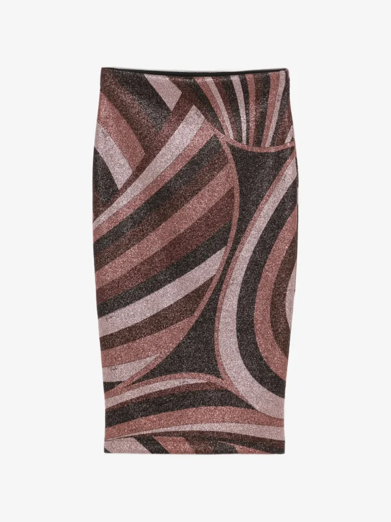 Fusta midi PUCCI Iride-Print Lurex Jersey maro