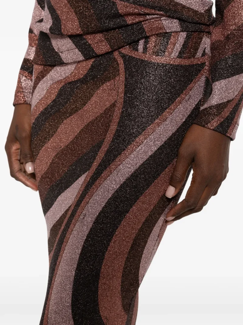 Fusta midi PUCCI Iride-Print Lurex Jersey maro - imagine 4