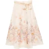 Fusta midi Zimmermann Floral-Print Belted bej