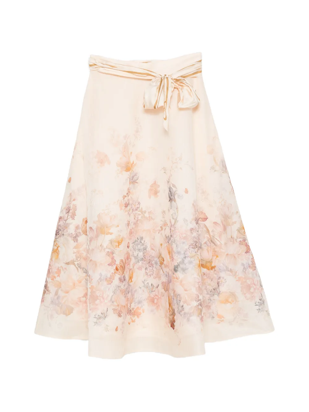 Fusta midi Zimmermann Floral-Print Belted bej