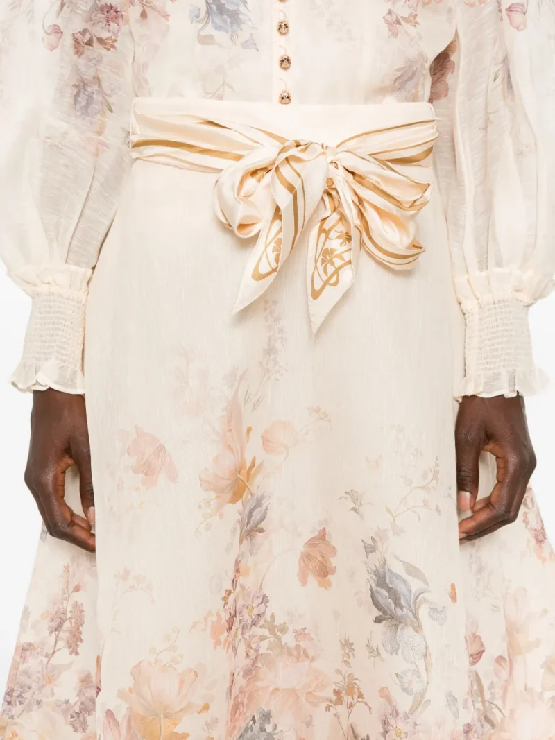 Fusta midi Zimmermann Floral-Print Belted bej - imagine 5