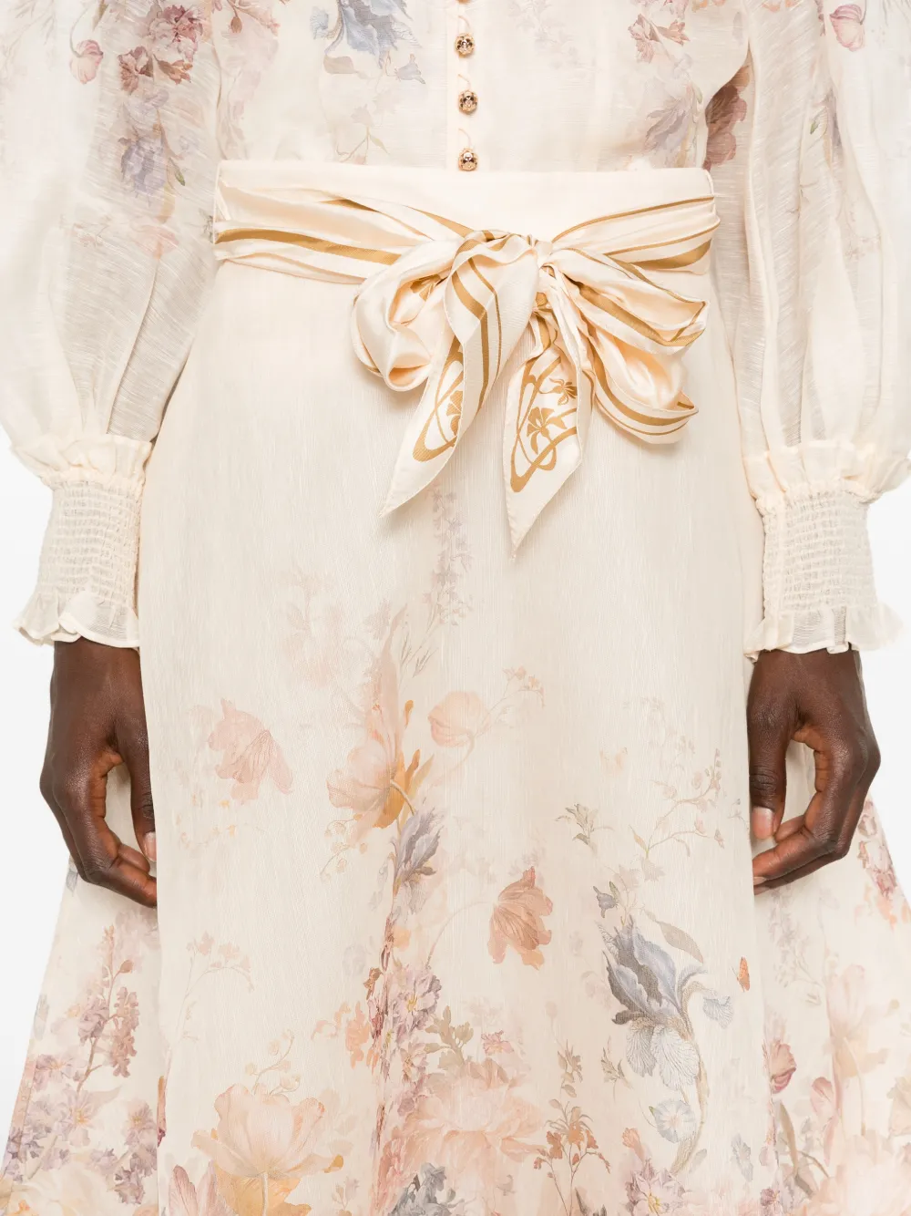 Fusta midi Zimmermann Floral-Print Belted bej - imagine 5