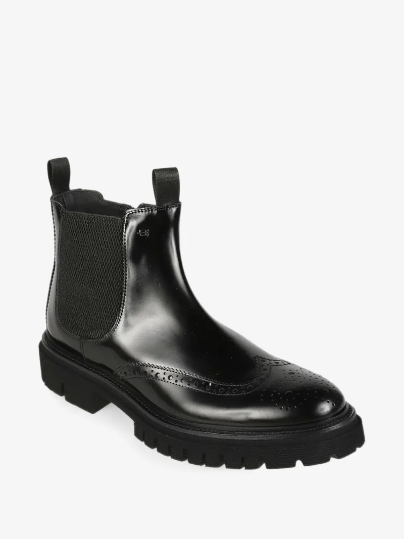 Ghete Baldinini Brogue-Detail Leather Chelsea negru - imagine 4