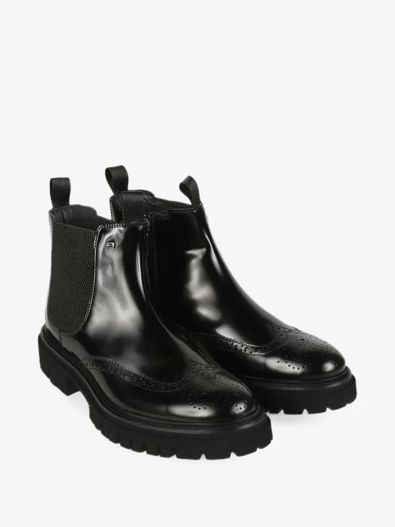 Ghete Baldinini Brogue-Detail Leather Chelsea negru - imagine 3