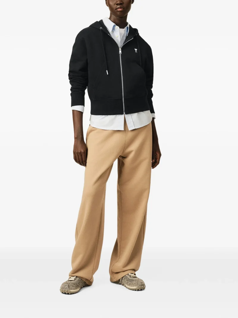 Hanorac Ami Paris Zipped Hoodie with Ami de Coeur negru - imagine 4
