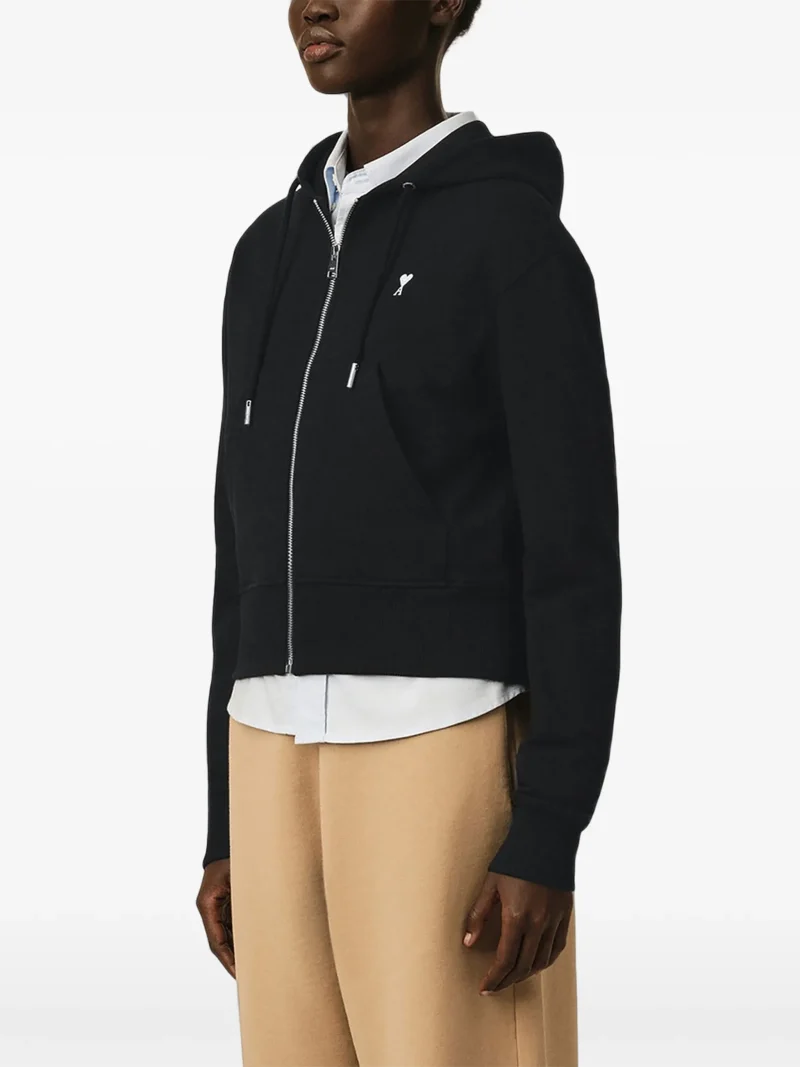 Hanorac Ami Paris Zipped Hoodie with Ami de Coeur negru - imagine 3