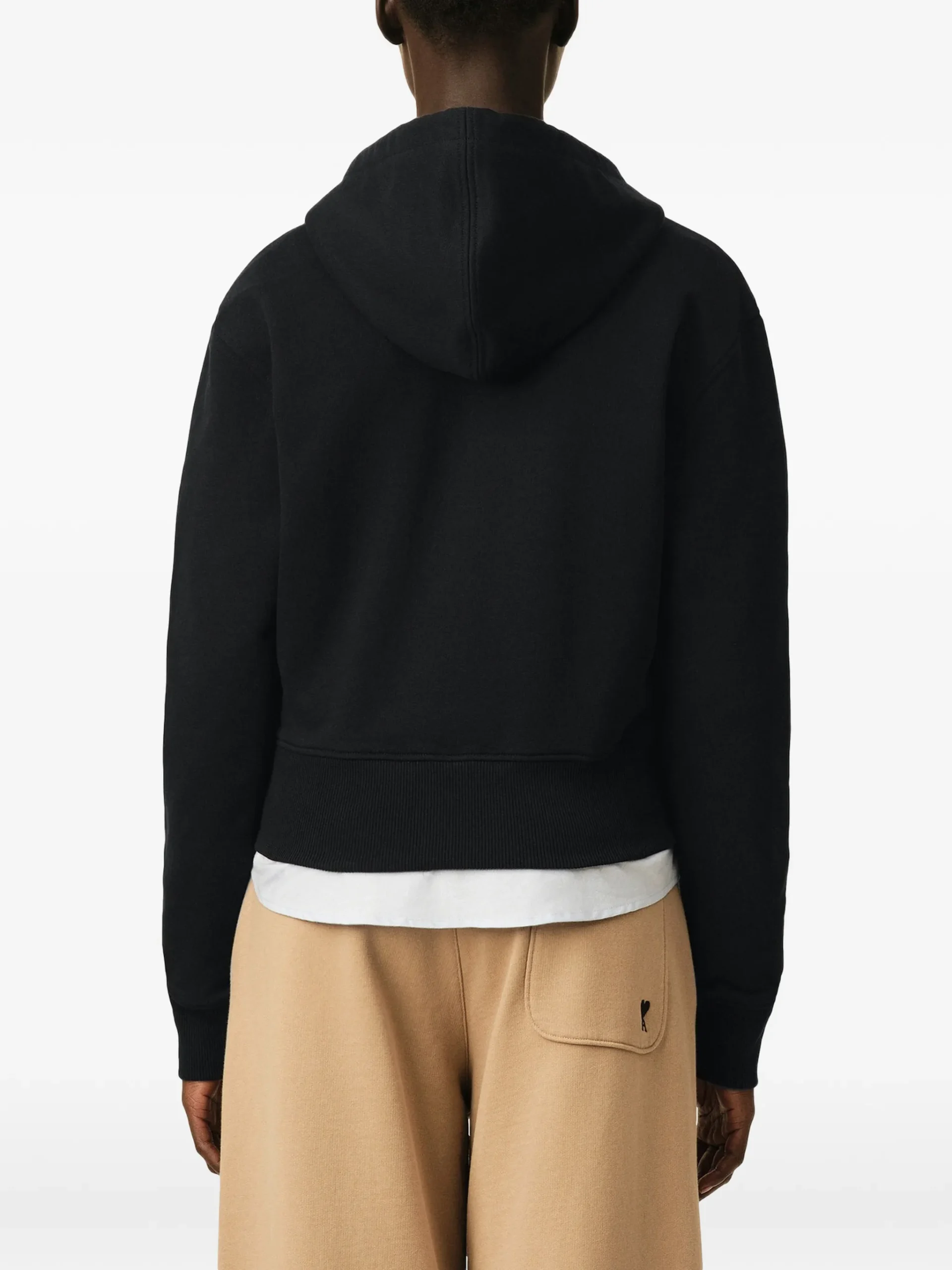 Hanorac Ami Paris Zipped Hoodie with Ami de Coeur negru - imagine 2