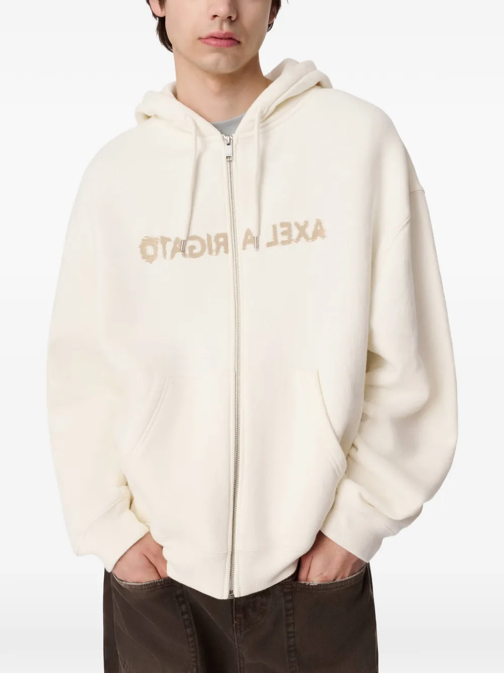 Hanorac Axel Arigato Rhys Logo-Embroidered Zip-up bej - imagine 3