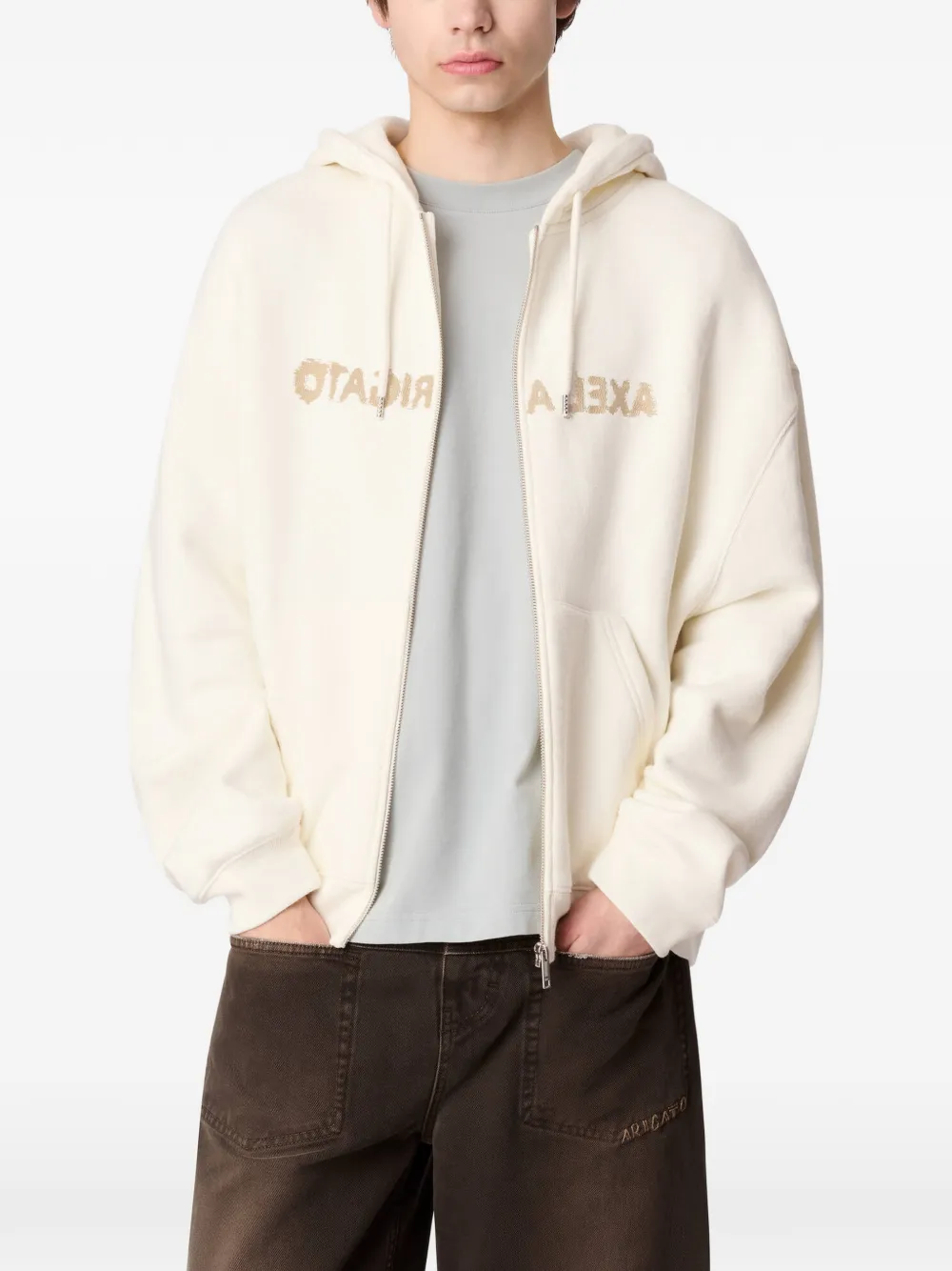 Hanorac Axel Arigato Rhys Logo-Embroidered Zip-up bej - imagine 5