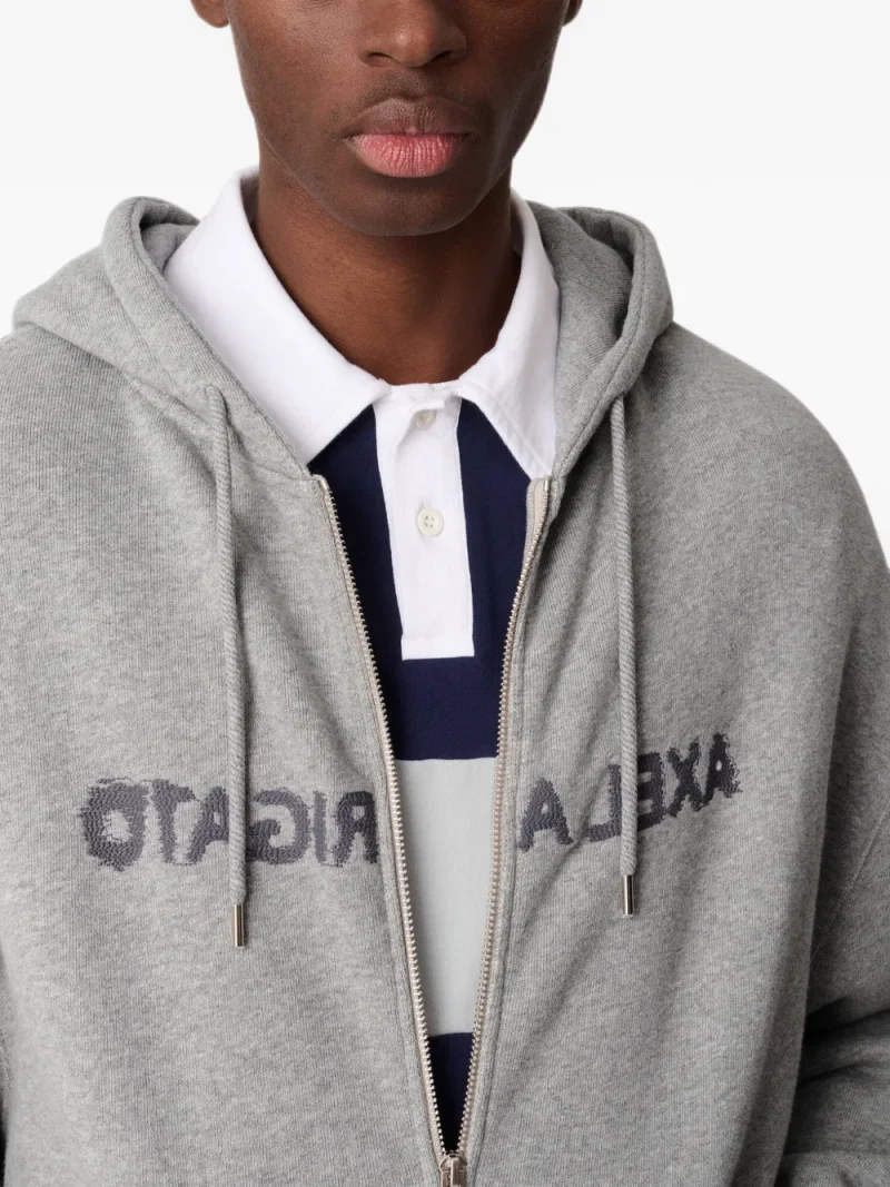 Hanorac Axel Arigato Rhys Logo-Embroidered ZIp-Up gri - imagine 4