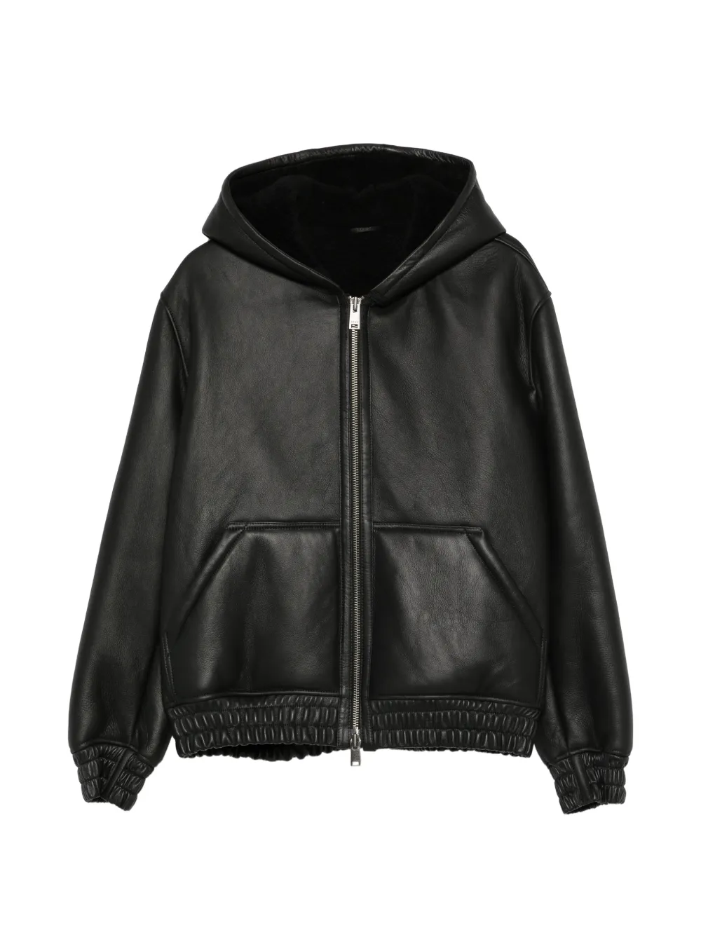 Jacheta Arma Hooded Leather negru