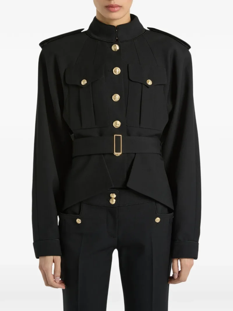 Jacheta Balmain Wool Signature negru - imagine 4