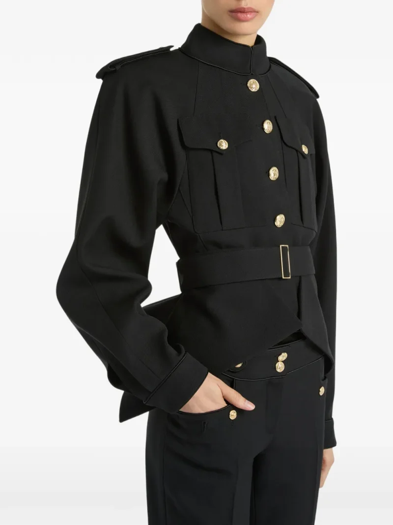 Jacheta Balmain Wool Signature negru - imagine 3