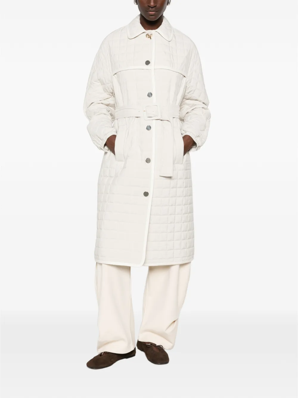 Jacheta Fabiana Filippi Belted Quilted bej - imagine 4