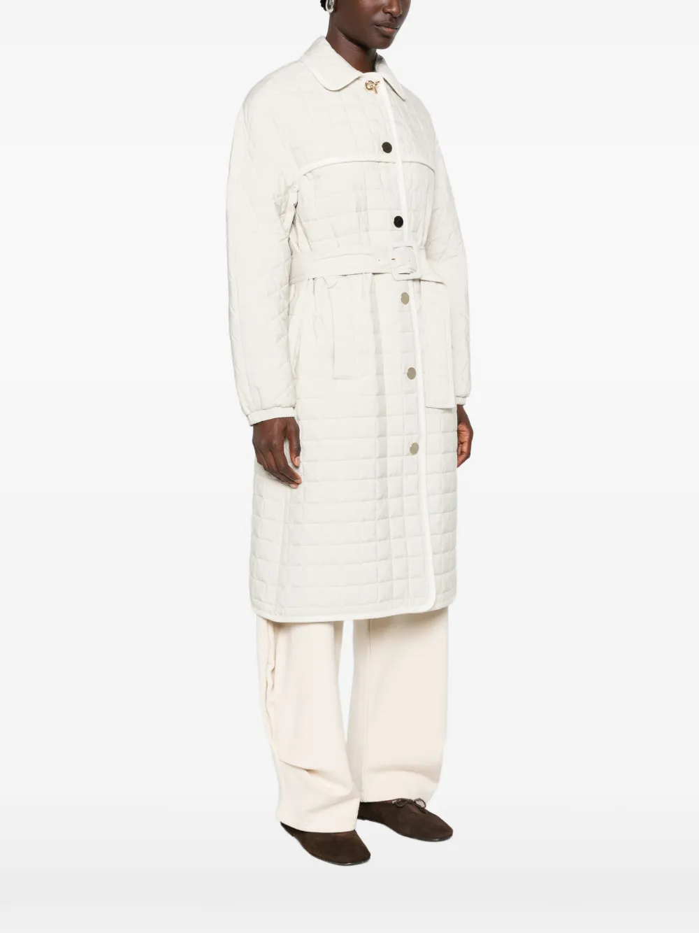 Jacheta Fabiana Filippi Belted Quilted bej - imagine 3