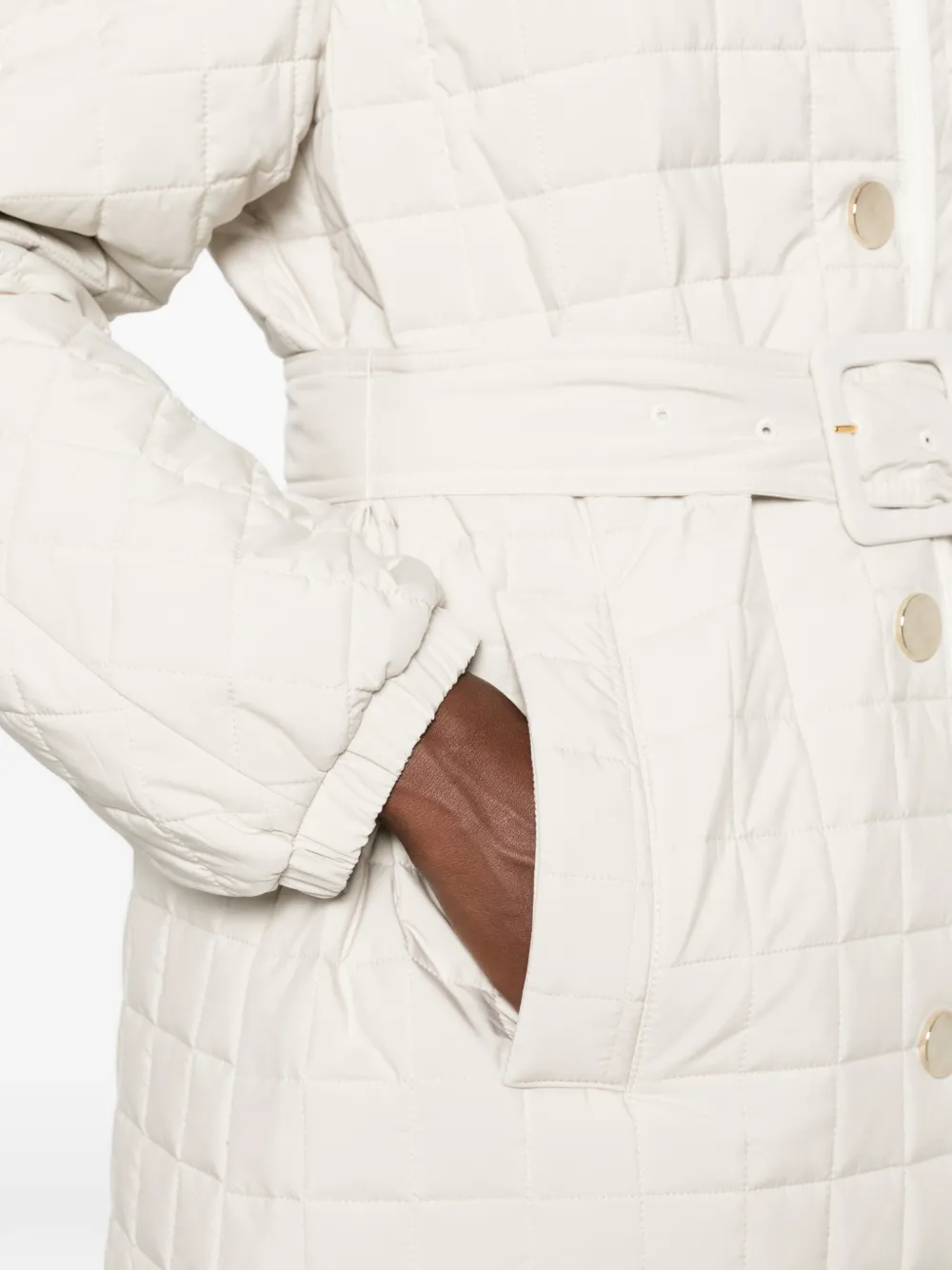 Jacheta Fabiana Filippi Belted Quilted bej - imagine 5