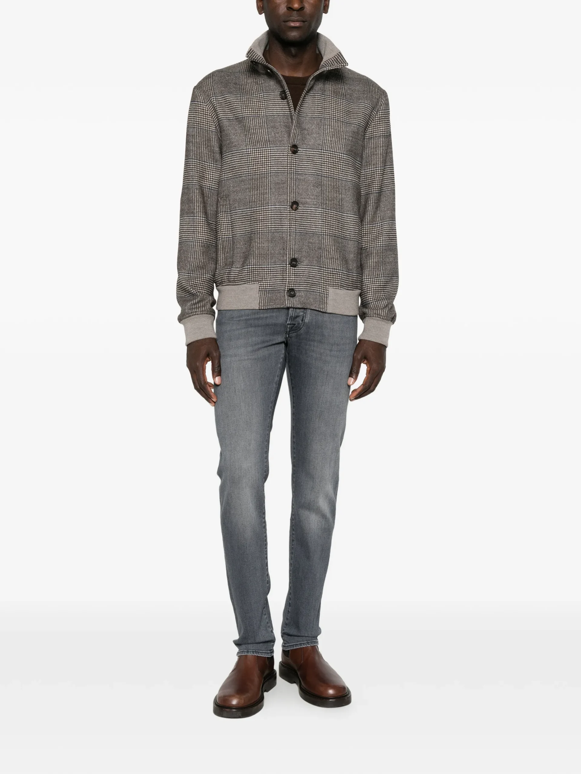Jacheta Jacob Cohen Prince of Wales Check Wool maro - imagine 4