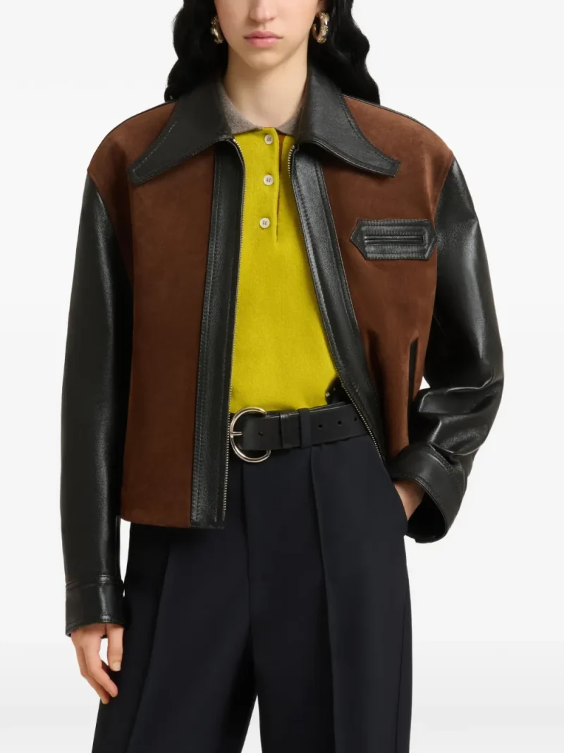 Jacheta Marni Black Leather with Crust Front maro - imagine 4