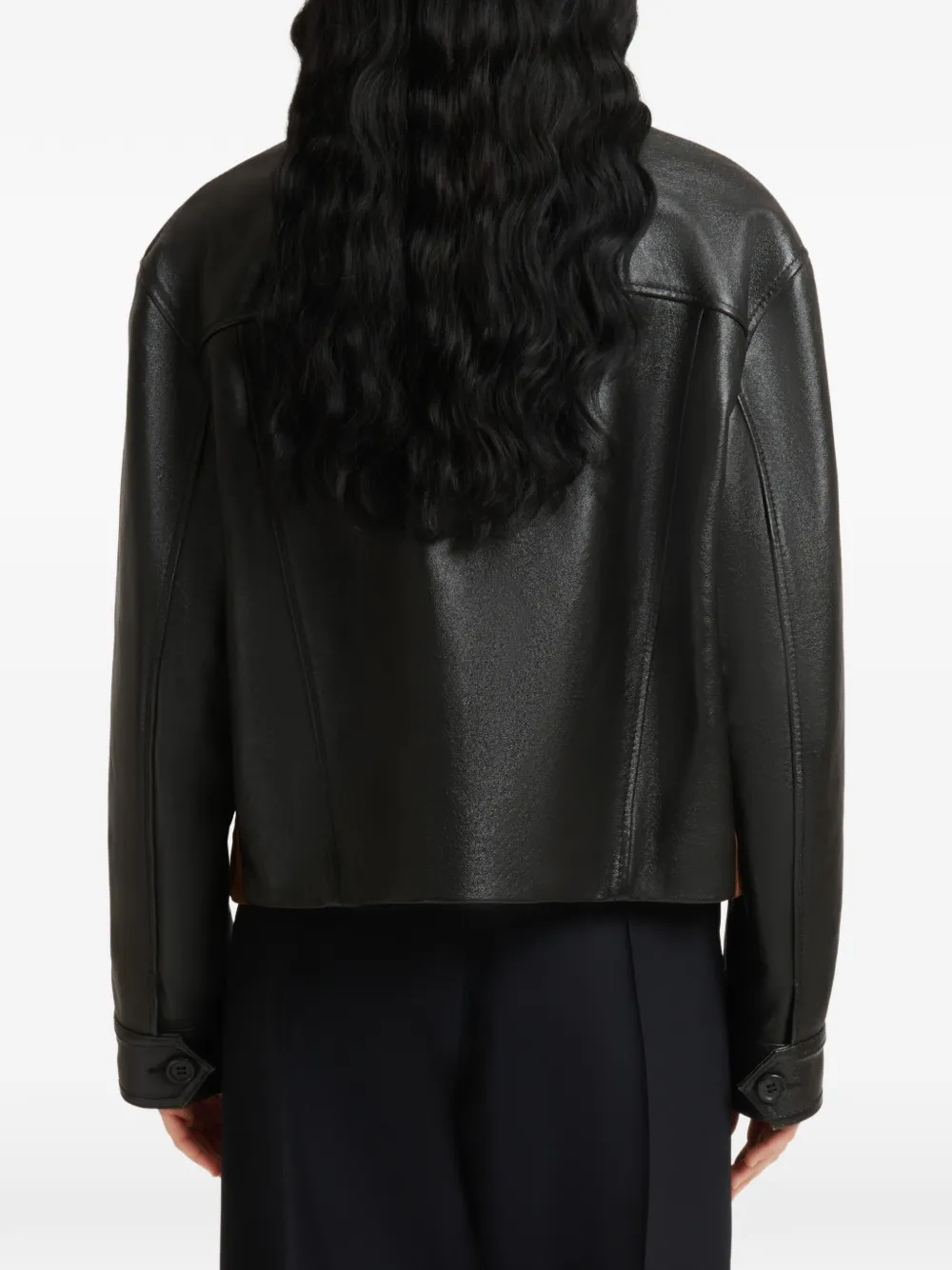 Jacheta Marni Black Leather with Crust Front maro - imagine 2