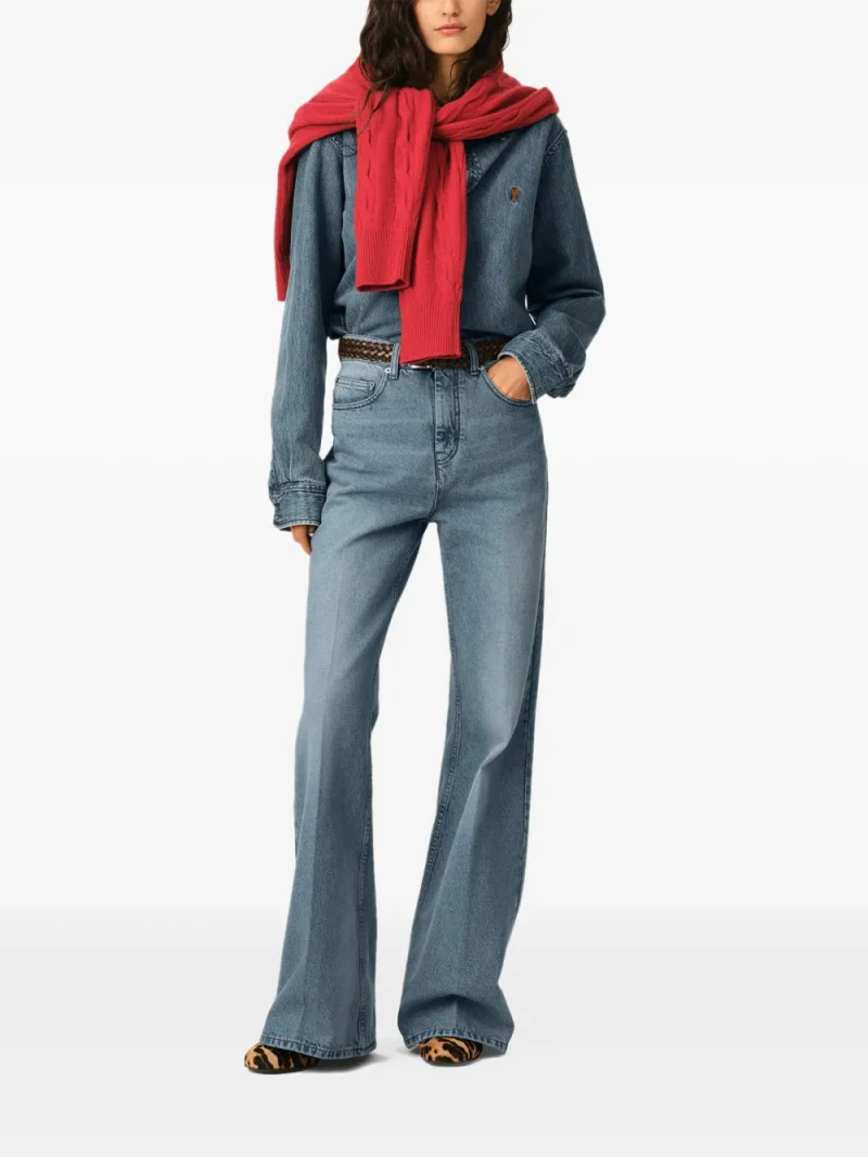 Jeans Ami Paris Blue Flare-Fit albastru - imagine 3