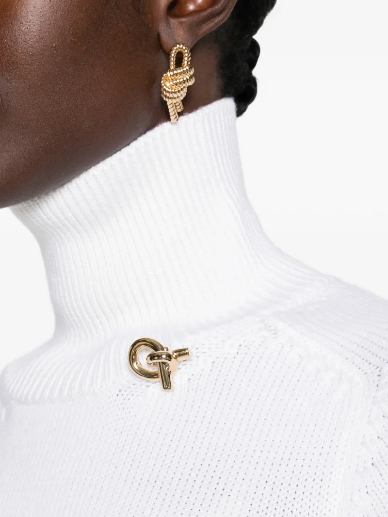 Maleta Fabiana Filippi Roll-neck Brooch-detail alb - imagine 5