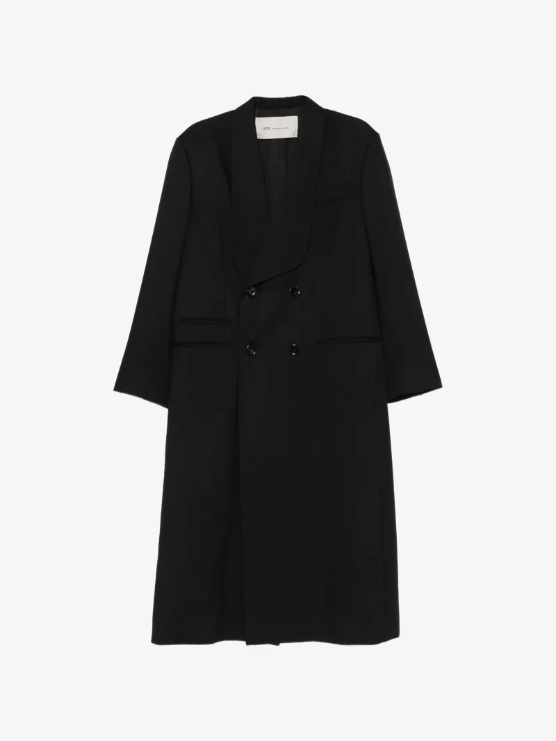 Palton Ami Paris Double-Breasted Shawl-collar negru