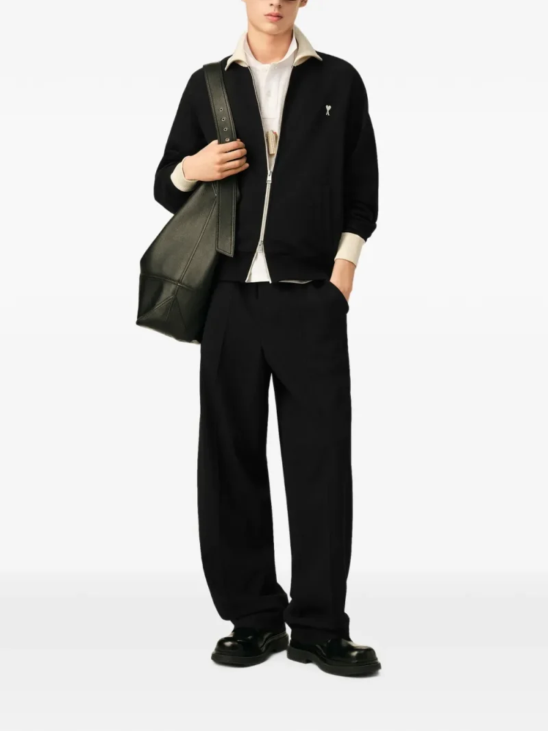 Pantaloni Ami Paris Elasticated-Waist negru - imagine 6