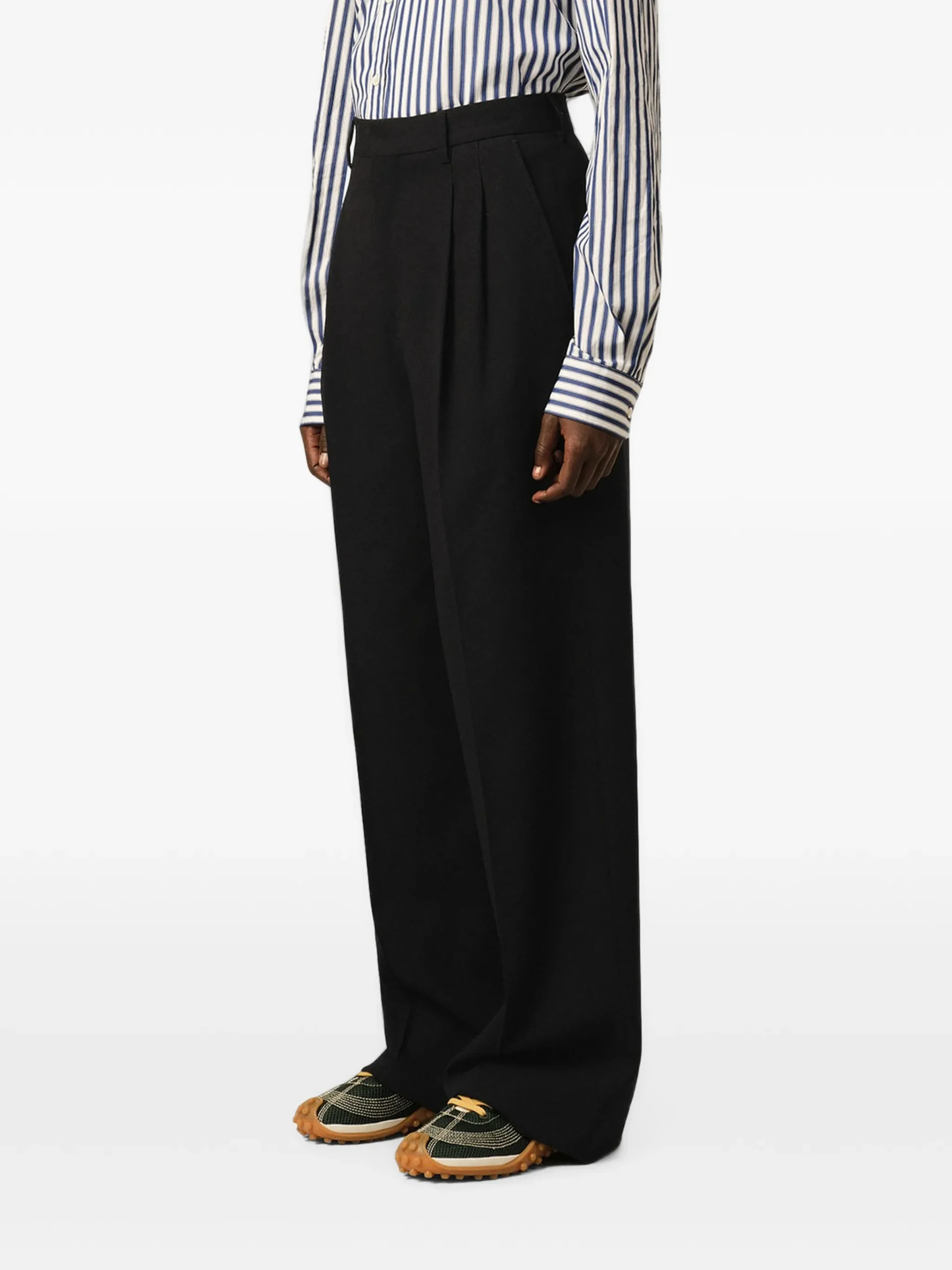 Pantaloni Ami Paris High-Waisted Wide-Leg negru - imagine 3