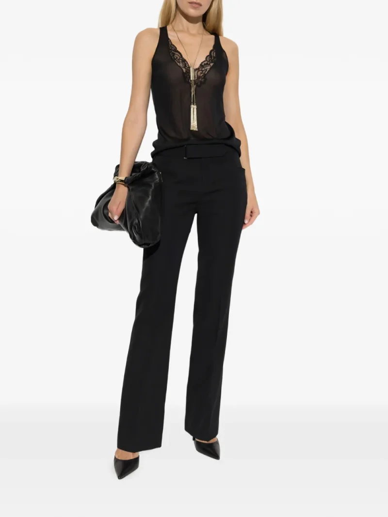 Pantaloni Balmain Belted Wool negru - imagine 4