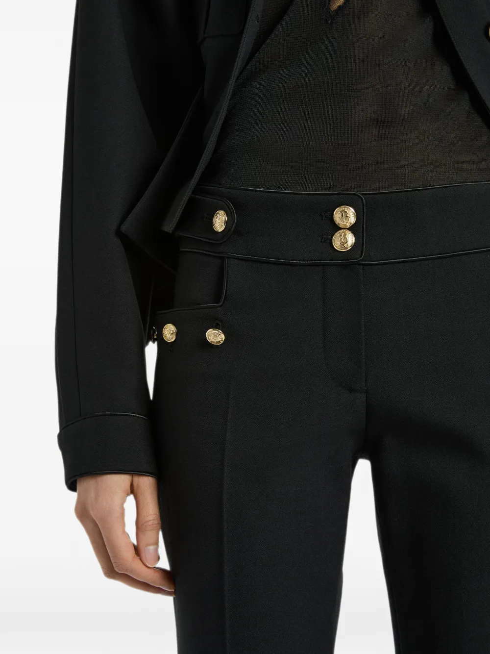 Pantaloni Balmain Pleated Wool Gabardine negru - imagine 5