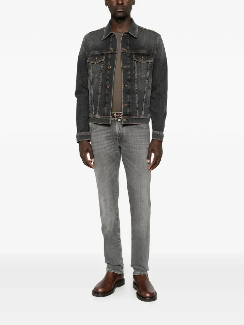 Pantaloni denim Jacob Cohen Apres-Ski Logo-Patch gri - imagine 4