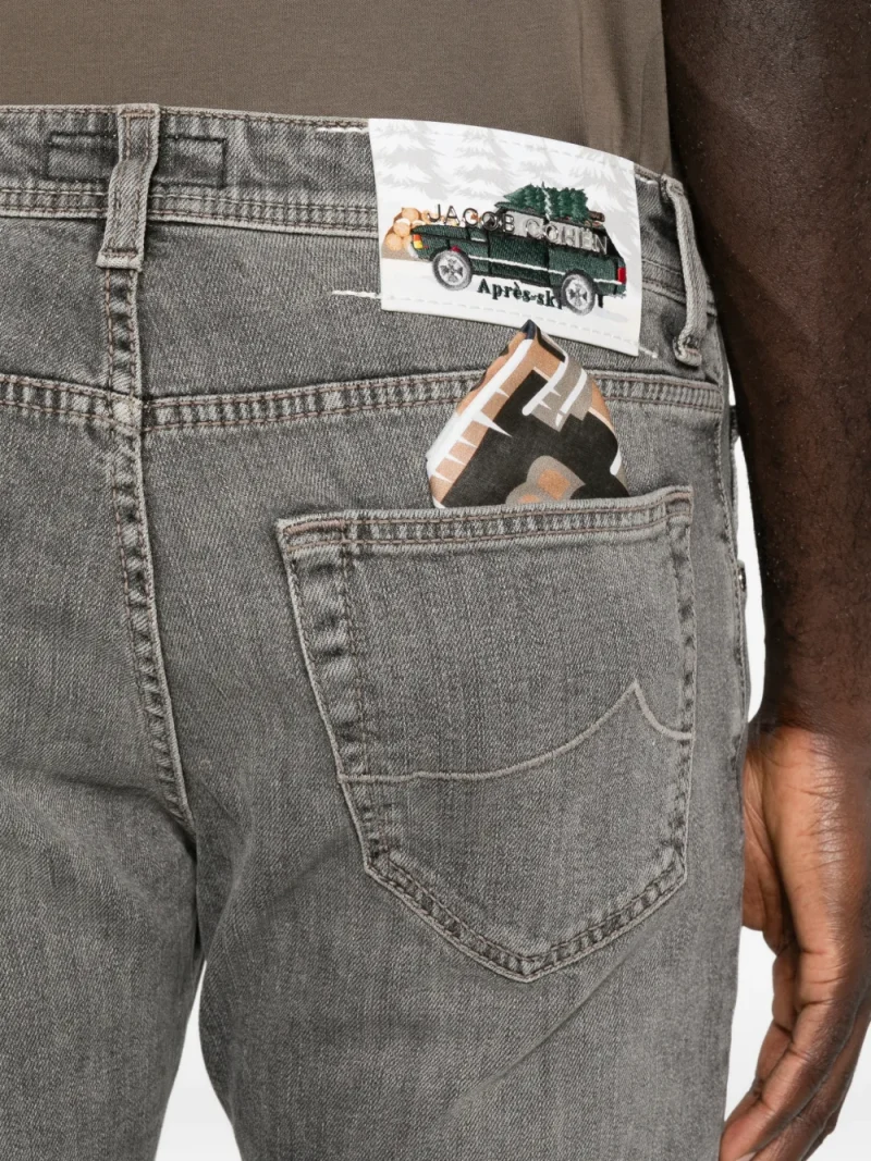 Pantaloni denim Jacob Cohen Apres-Ski Logo-Patch gri - imagine 5