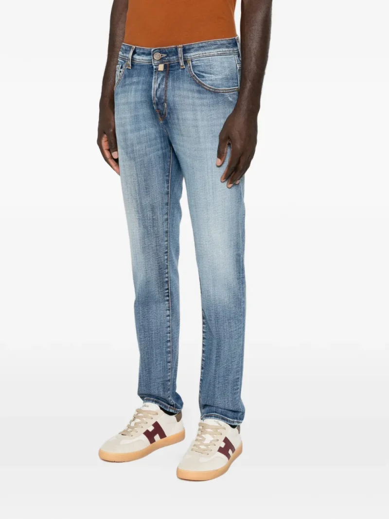 Pantaloni denim Jacob Cohen Faded-Effect Straight-Leg albastru - imagine 4