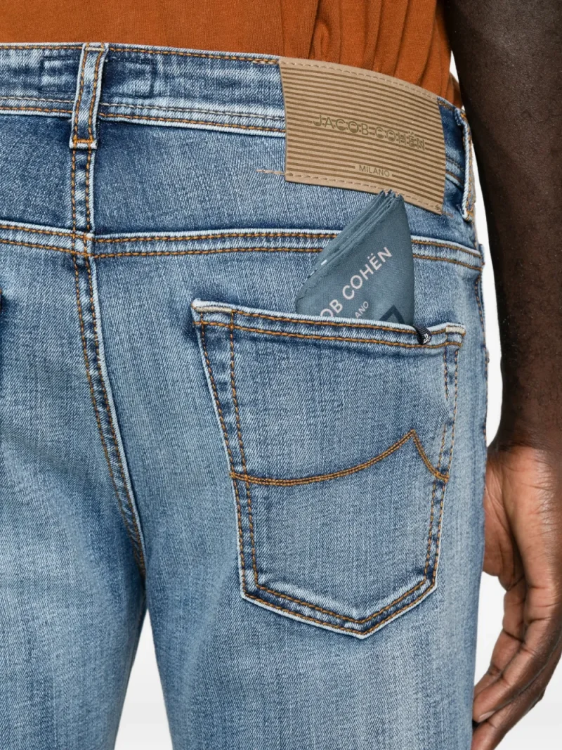 Pantaloni denim Jacob Cohen Faded-Effect Straight-Leg albastru - imagine 5