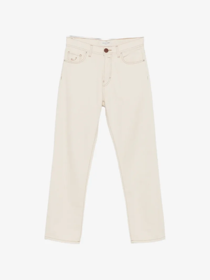 Pantaloni denim Jacob Cohen Logo-Patch Straight-Leg bej