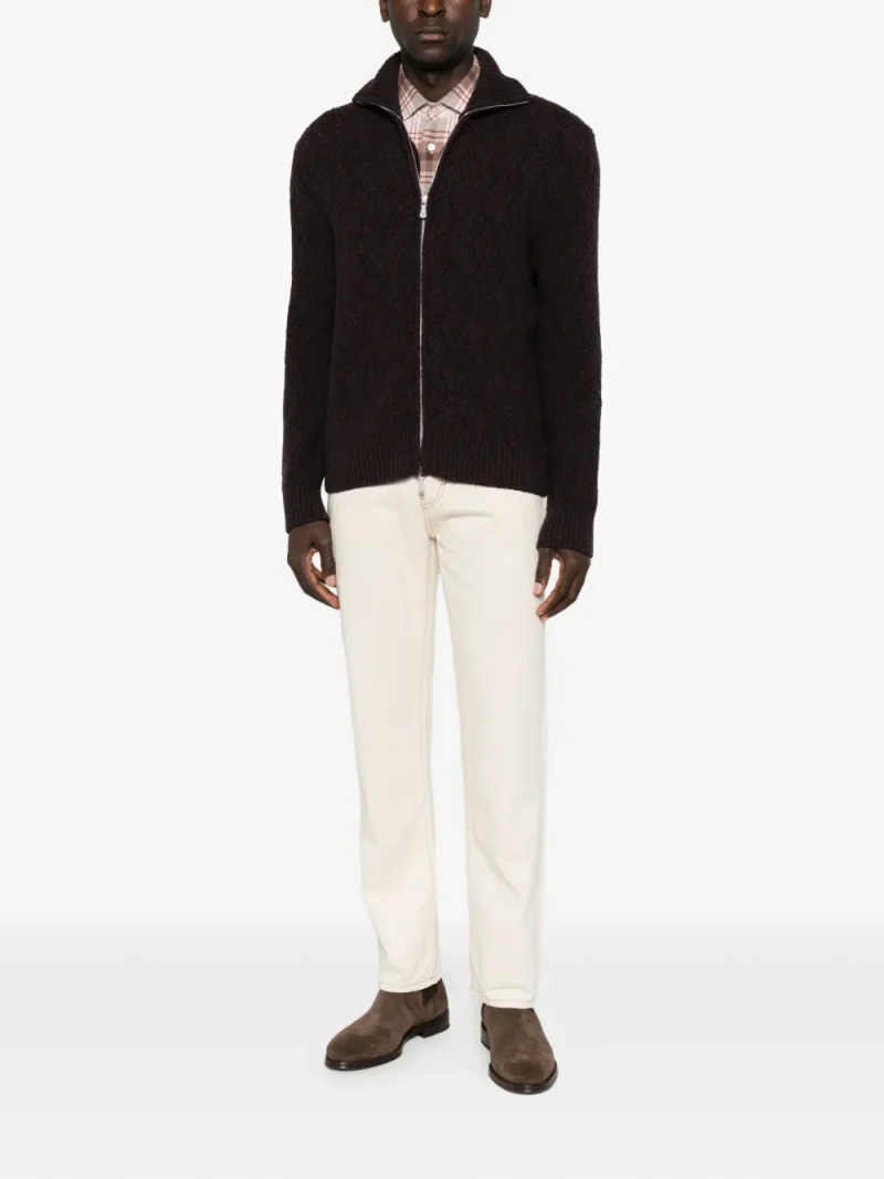 Pantaloni denim Jacob Cohen Logo-Patch Straight-Leg bej - imagine 4