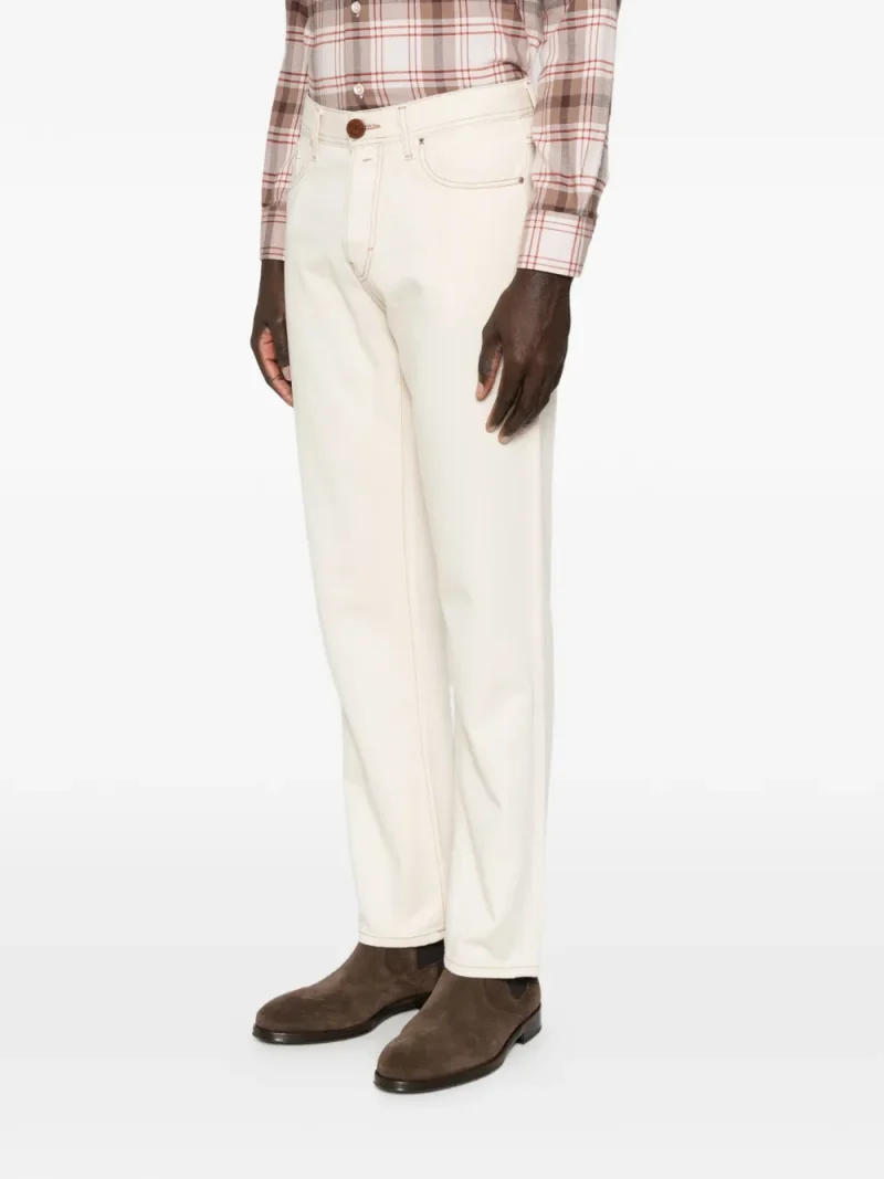 Pantaloni denim Jacob Cohen Logo-Patch Straight-Leg bej - imagine 3