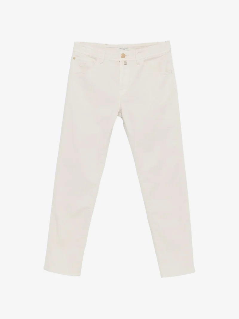 Pantaloni denim Jacob Cohen Logo-Patch Straight-Leg ecru