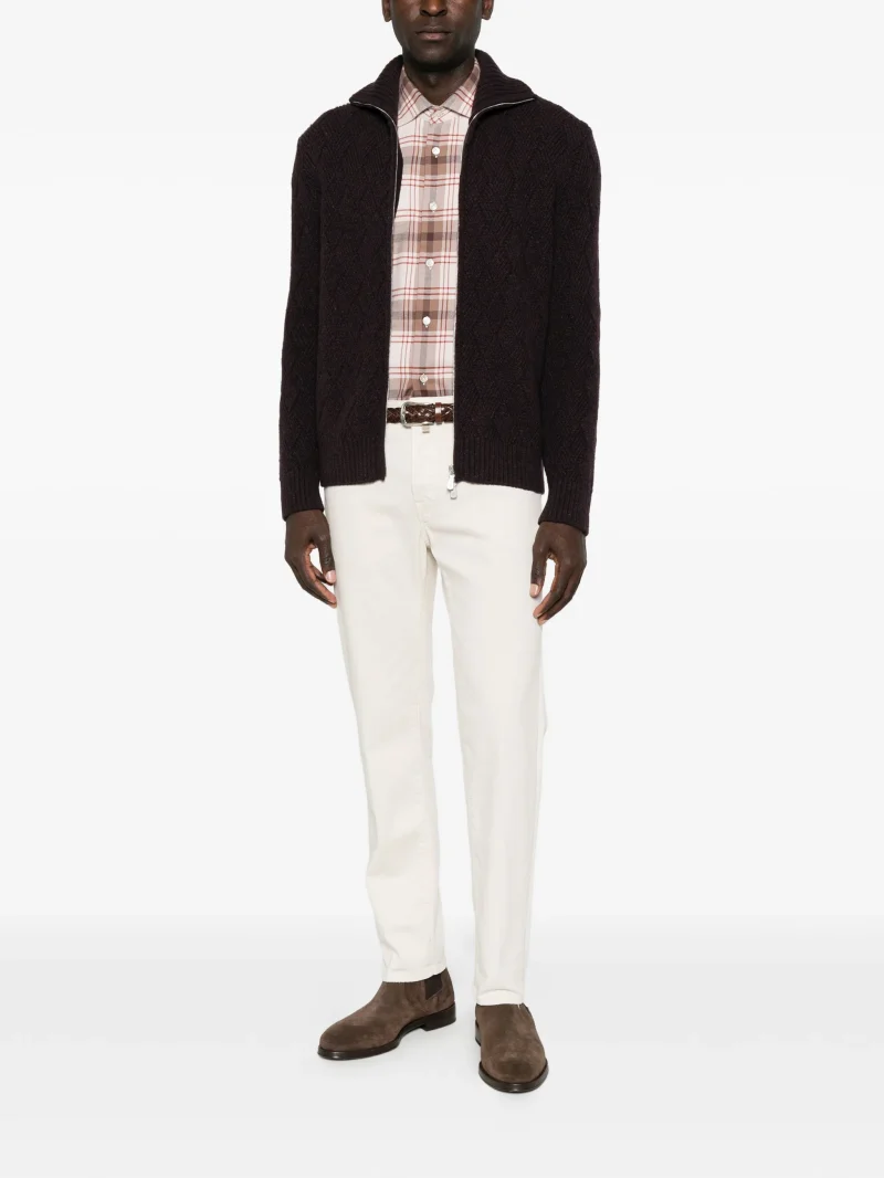 Pantaloni denim Jacob Cohen Logo-Patch Straight-Leg ecru - imagine 5